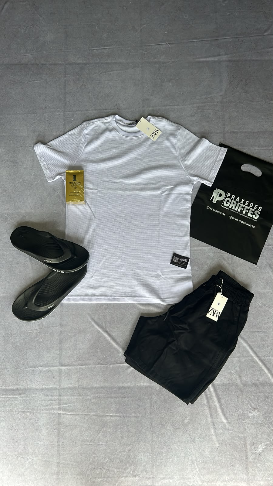 Conjunto Camisa Texturizada + Short (Branco/Preto) — Praxedes Griffes